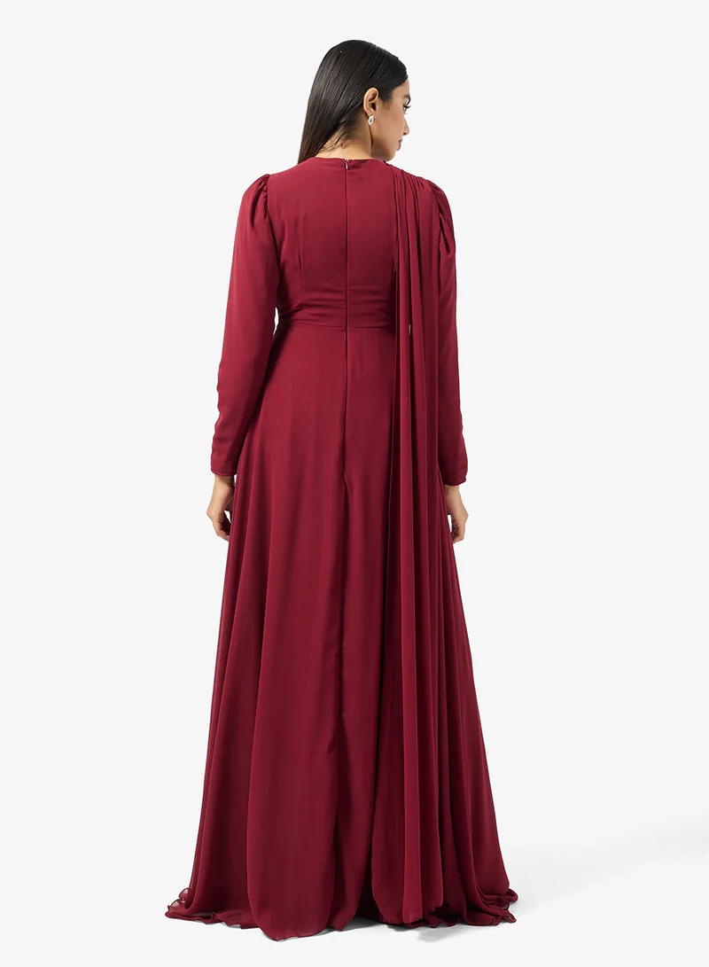 Khizana Embellished Waist Dress With Trail